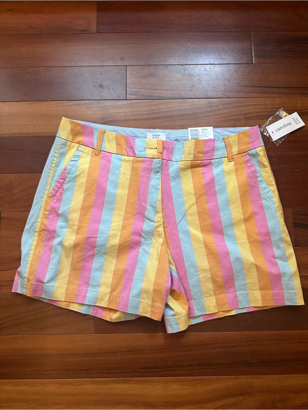 crown & ivy Pastel Rainbow Striped Women’s Shorts